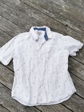 Mens Jachs NY Surfer Print Casual Short Sleeve Button Down Shirt. Size L